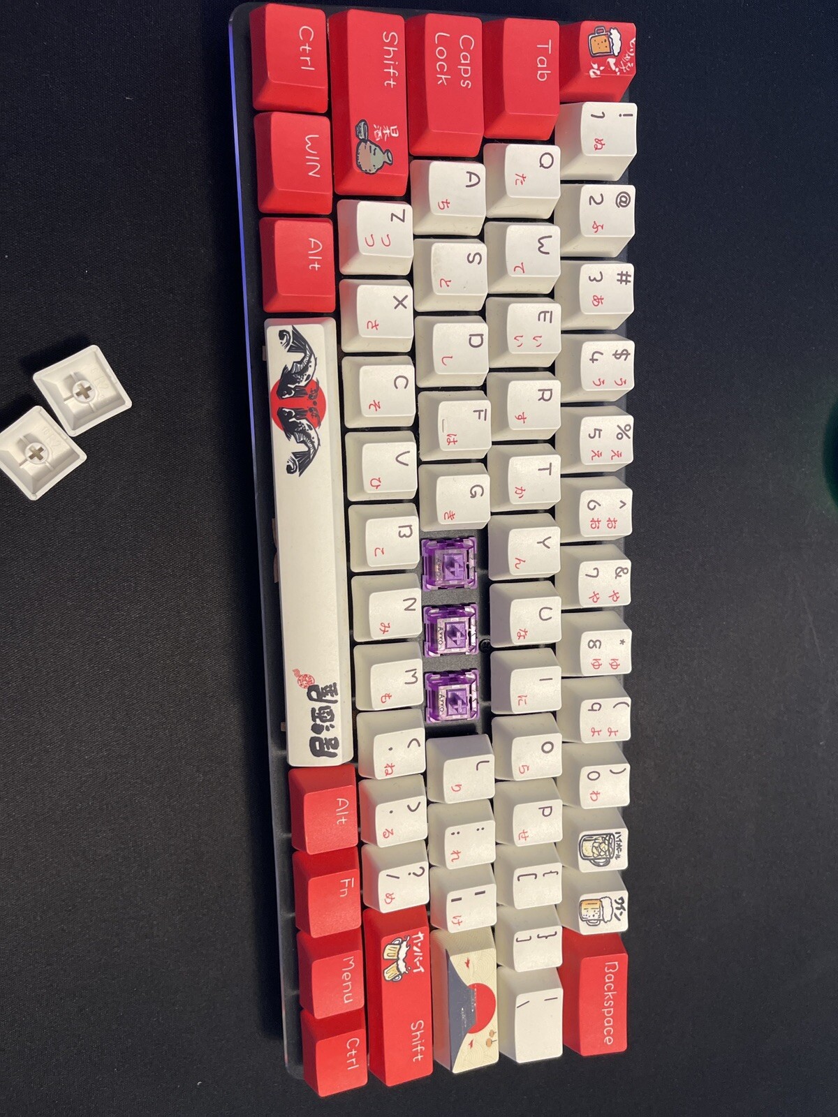 Modded GMMK Conpact with lubed Akko Lavender switches and Gateron Milky Yellow