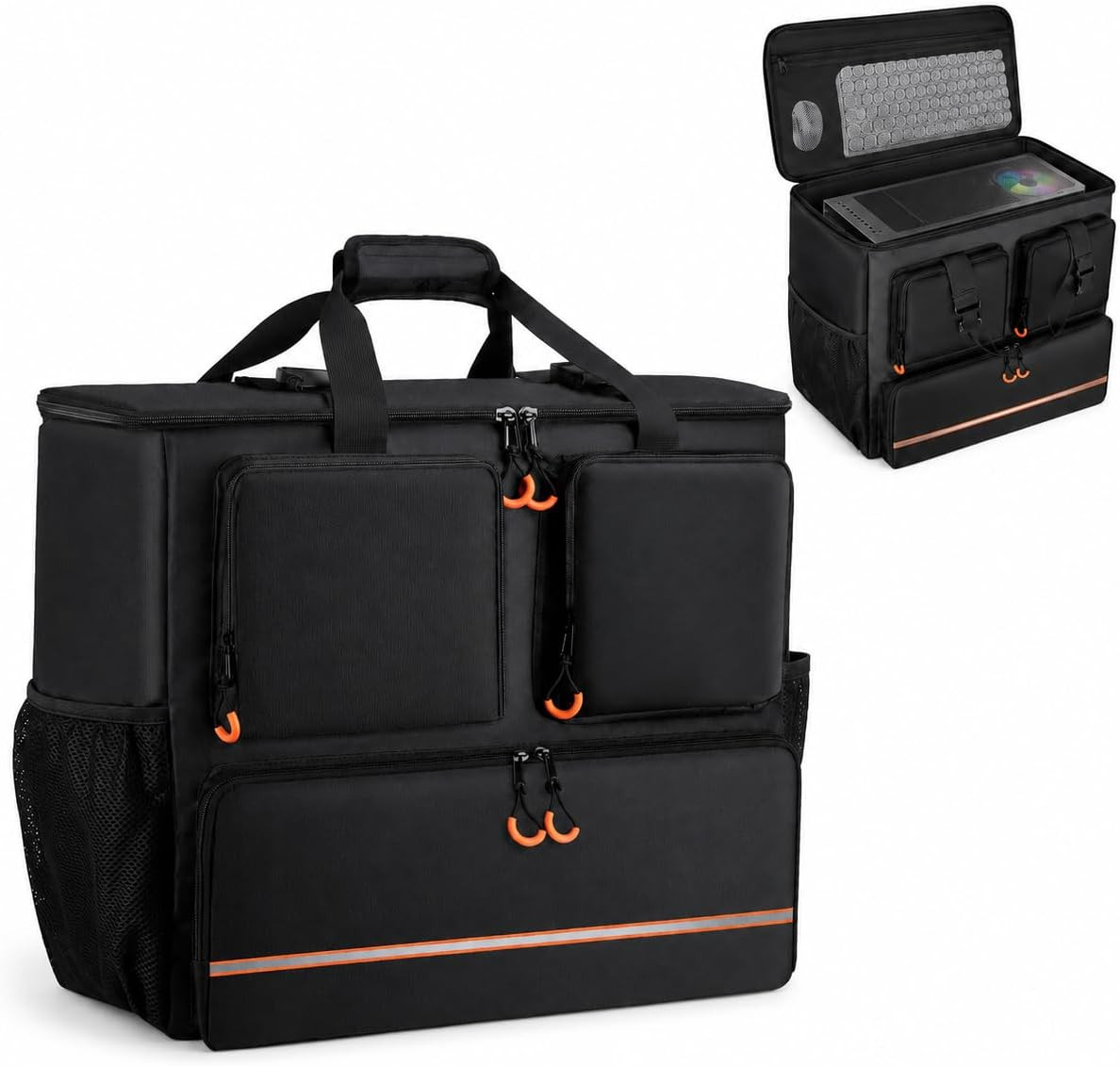 Travel Case for ATX/M-ATX PC Tower, Keyboard & Accessories - Portable Bag