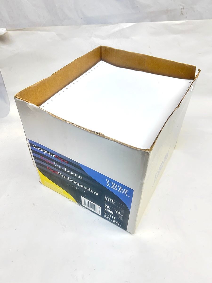 IBM  Dot Matrix Tractor Feed Printer Computer Paper 9.5"×11" White Partial Box