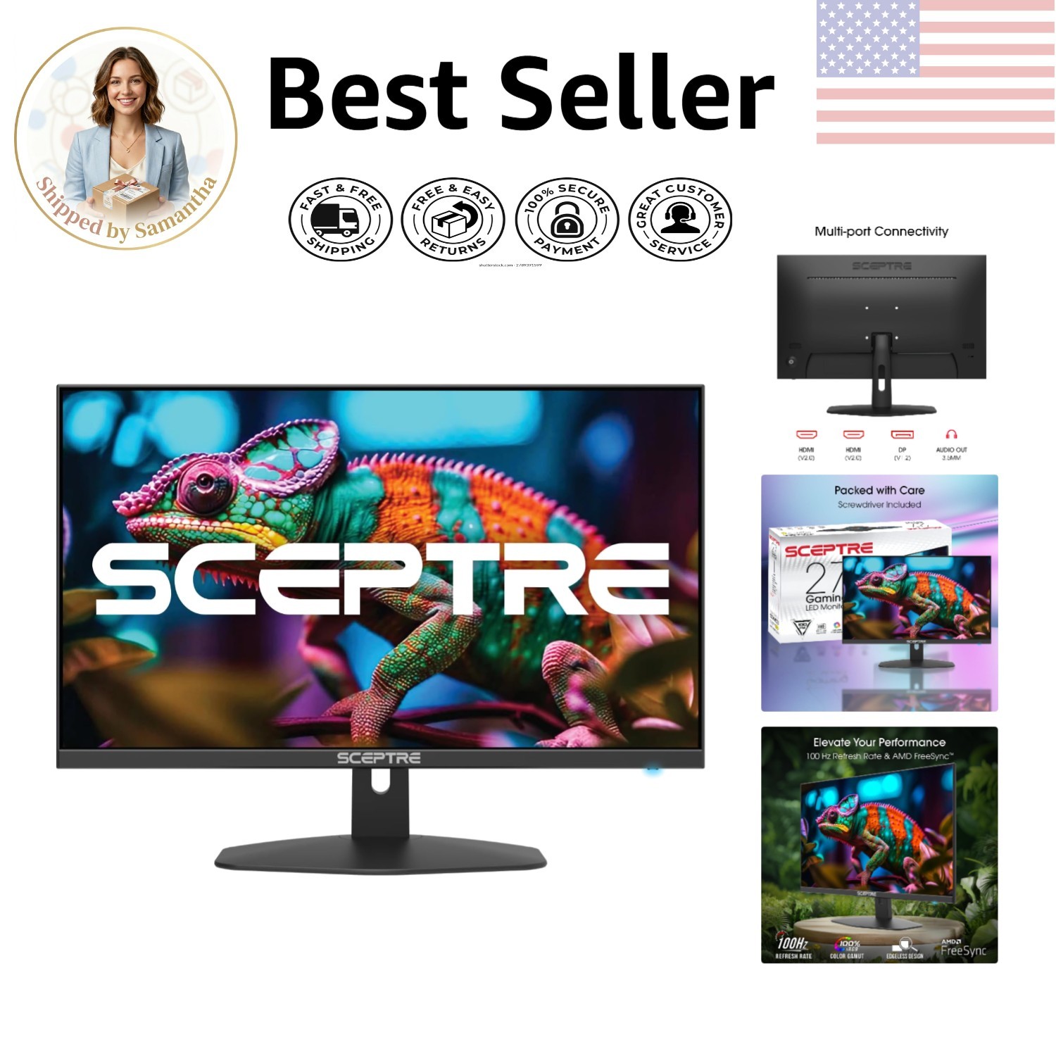 27-Inch Gaming Monitor with 100Hz Refresh Rate & 1ms Response for Immersive Play