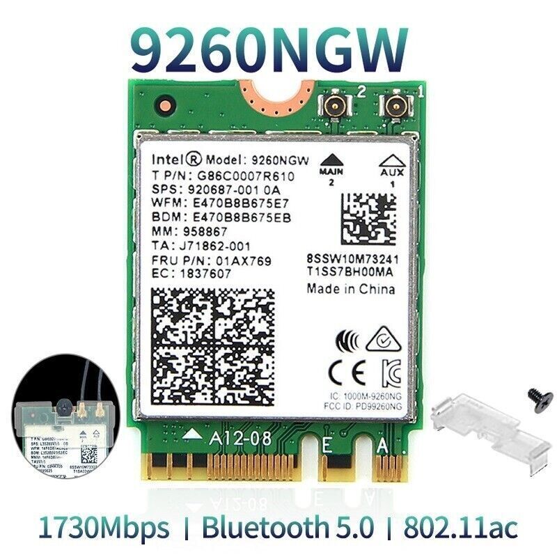Intel 9260NGW NGFF WiFi Card 2.4G/5G 1733M 802.11ac BT 5.0 Wireless Network Card