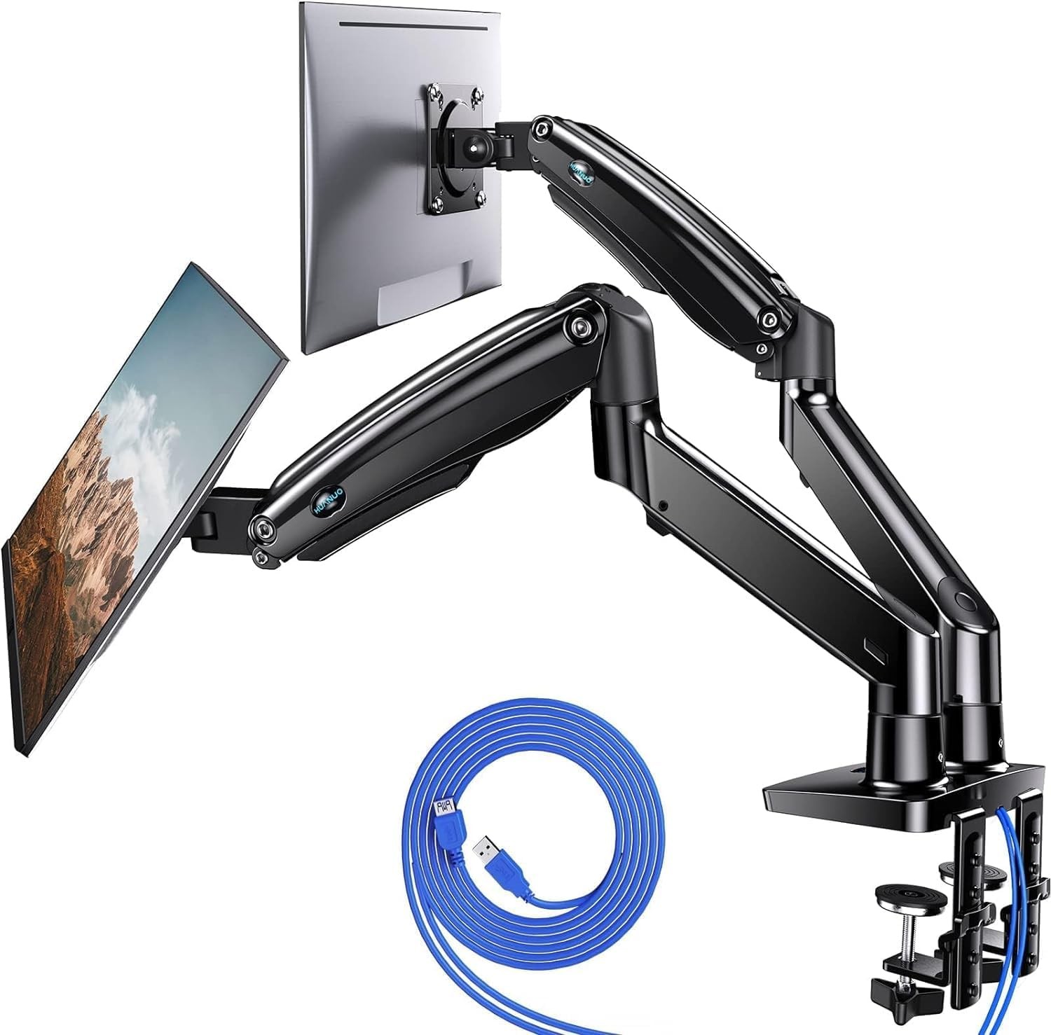 Dual Monitor Stand for 13″–40″,Premium Dual Monitor Mount with USB