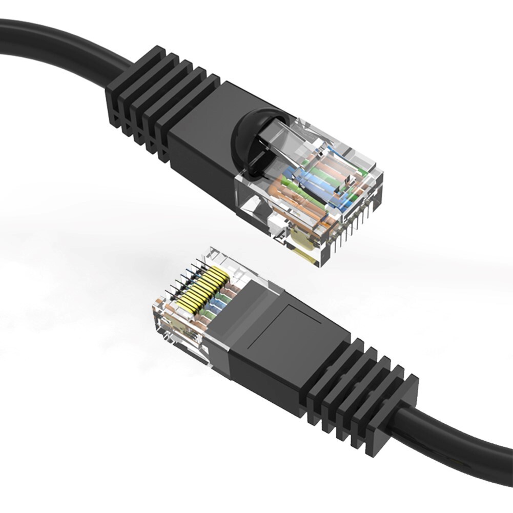 0.5FT Cat5E RJ45 Ethernet LAN Network UTP Patch Cable Copper Gold 24AWG Black