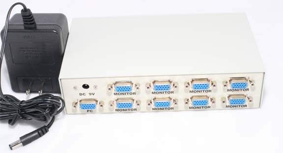 SVGA VGA XGA Splitter Amplifier Multiplier 8-Way Powered 400MHz