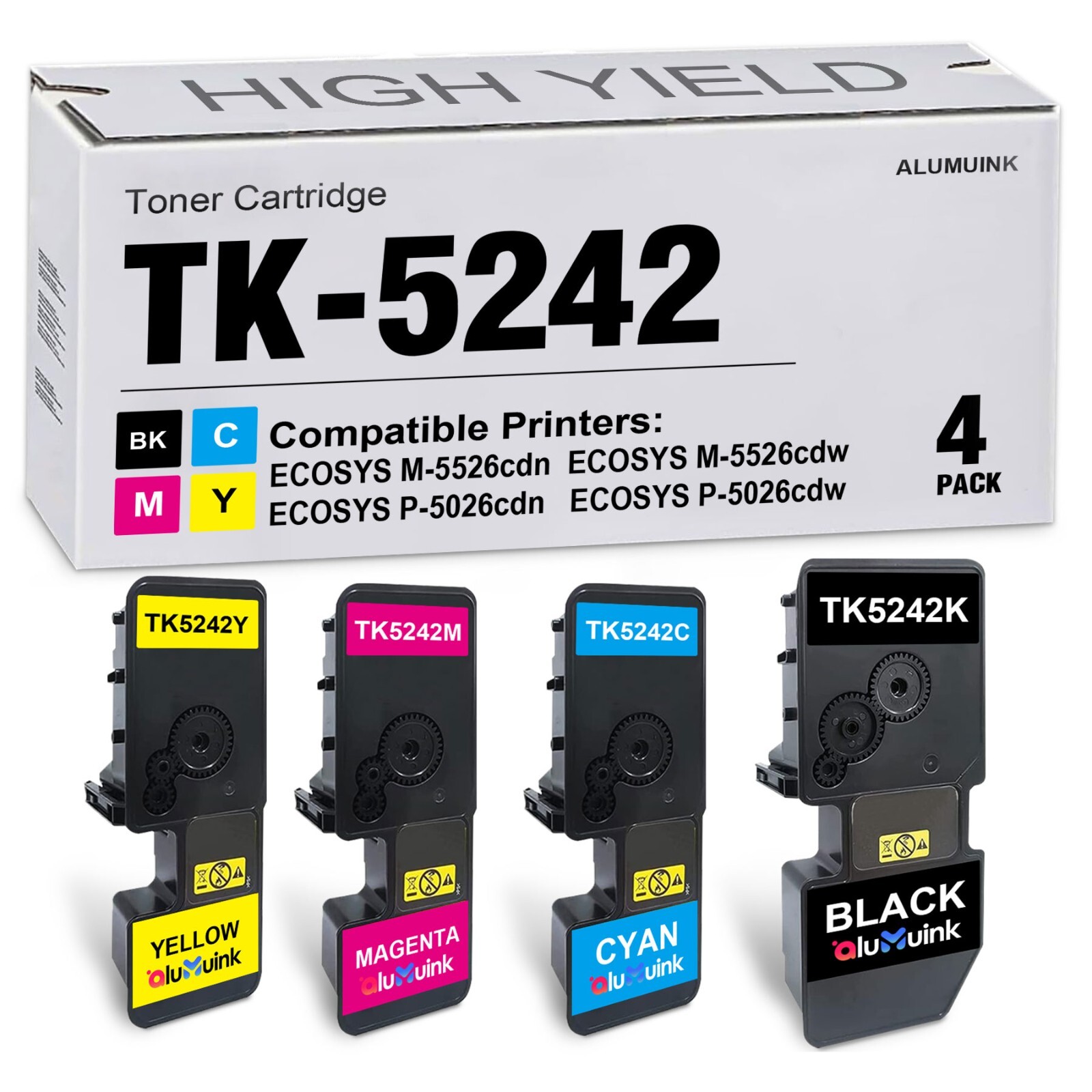 TK5242 4PK Toner Cartridge Set for ECOSYS P5026cdn P5026cdw M5526cdn 