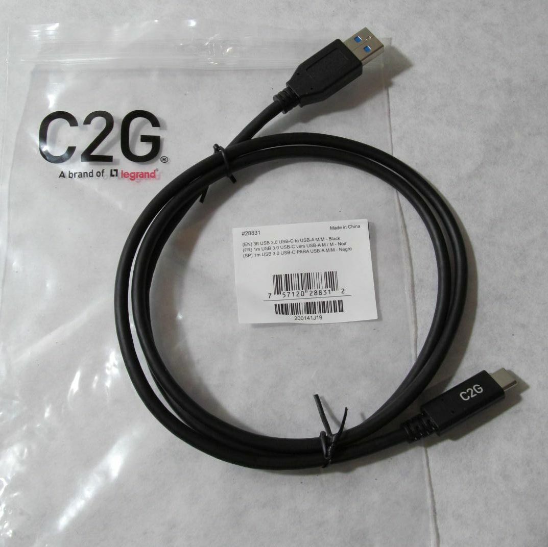New C2G Legrand 28831 3ft USB-C to USB-A SuperSpeed USB 5Gbps Cable M/M Black
