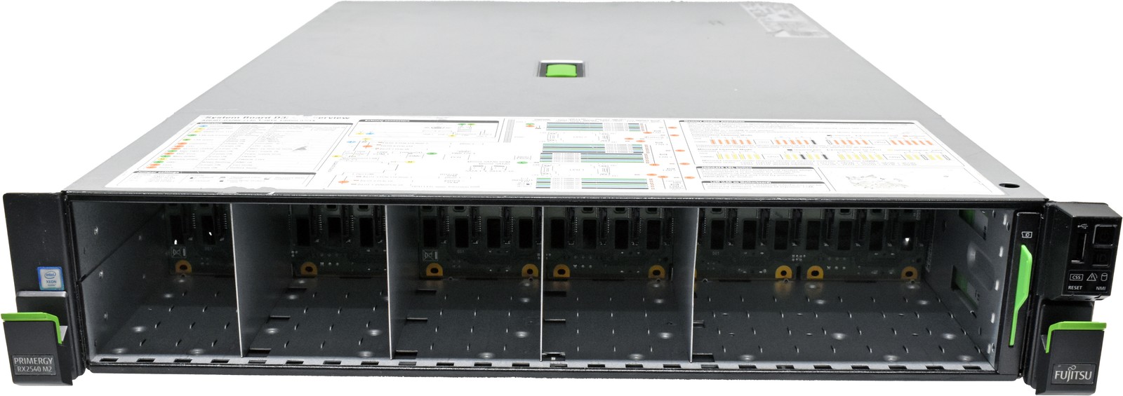 Fujitsu Primergy RX2540 M2 Server no CPU & RAM no HDD 2x Cooler 28Bay 2.5"