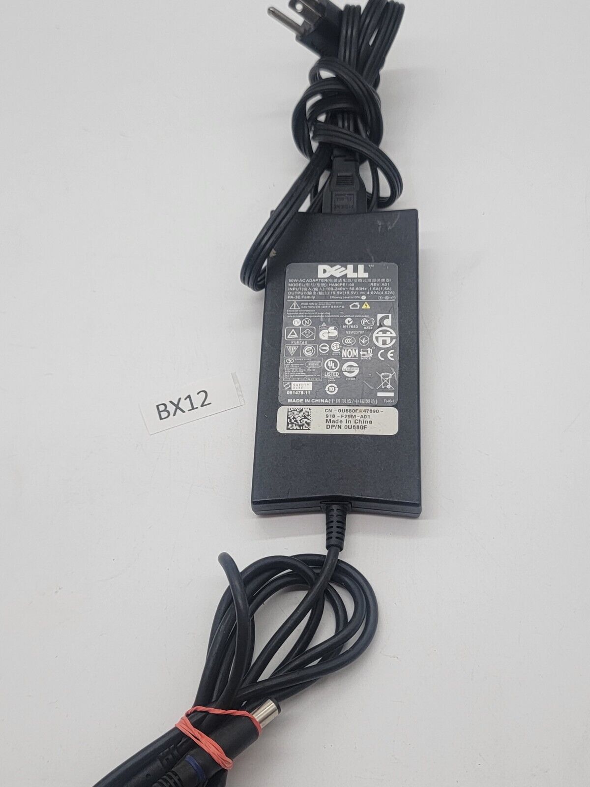 Original DELL HA90PE1-00 0U680F 19.5V 4.62A 90W AC Charger Power Cord Adapter