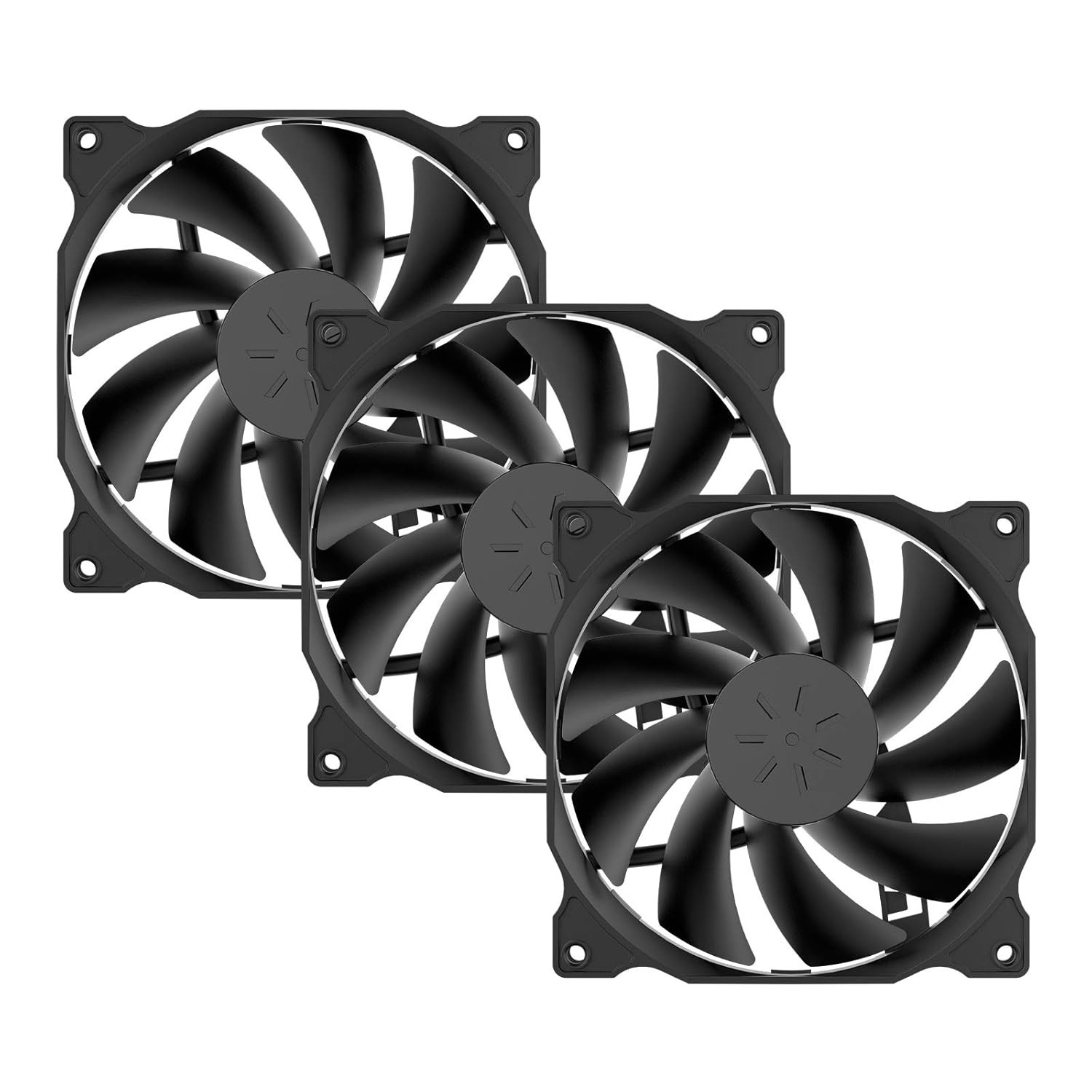 uphere 3-Pack Long Life Computer Case Fan 120mm 3PIN, Black 12BK3 