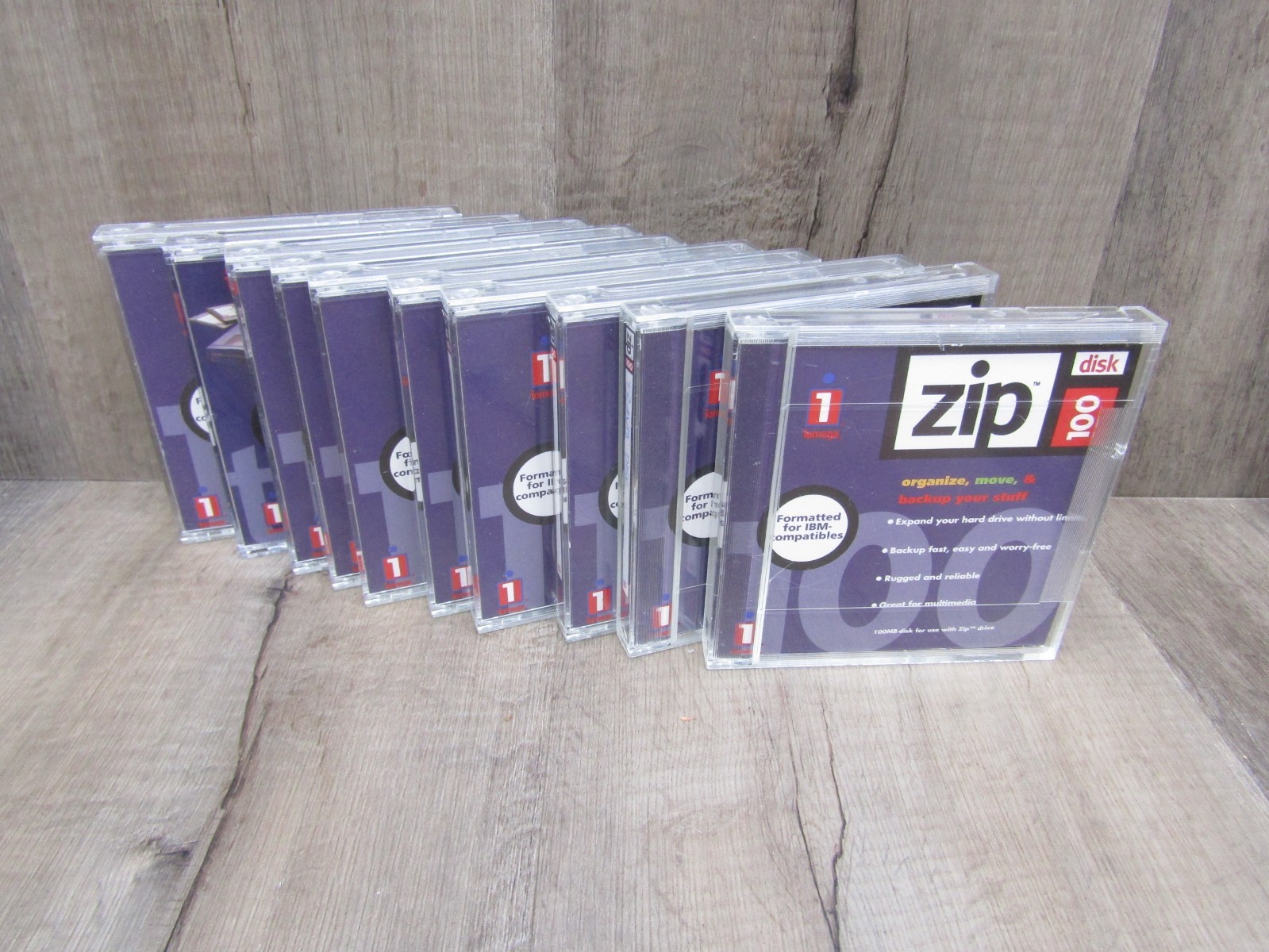 10 Used Iomega Zip 100Mb Disks with Cases