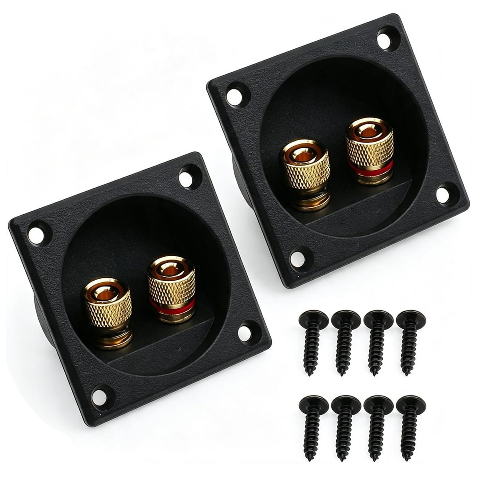 2PCS Square 2-Way Speaker Box Terminal Cup with Banana Plugs Speaker Box Term...