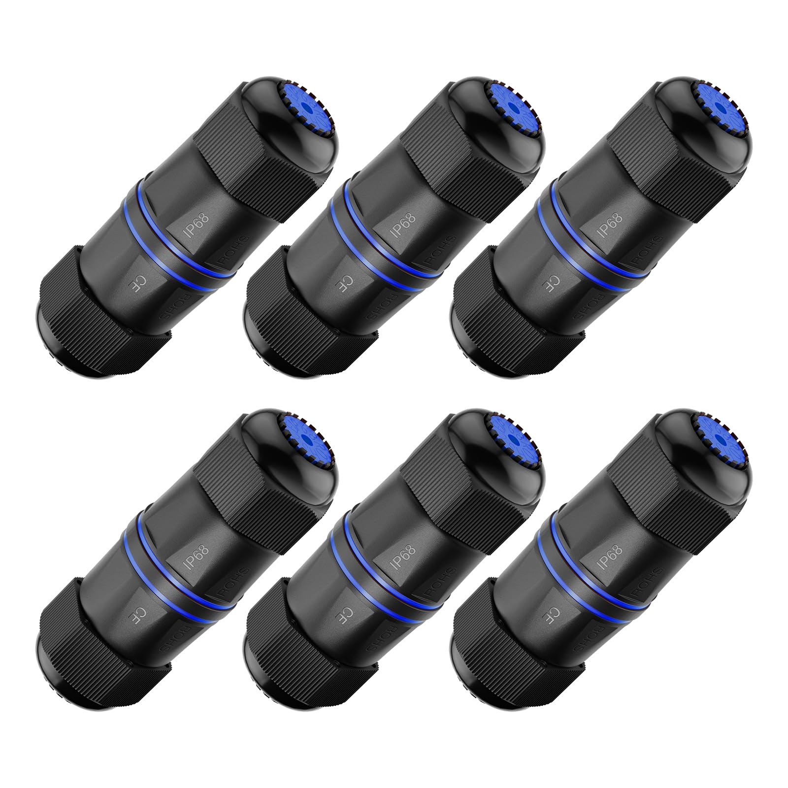 CAT6 Waterproof RJ45 Coupler IP68 3.23 Inch PoE Support 6Pack Shielded