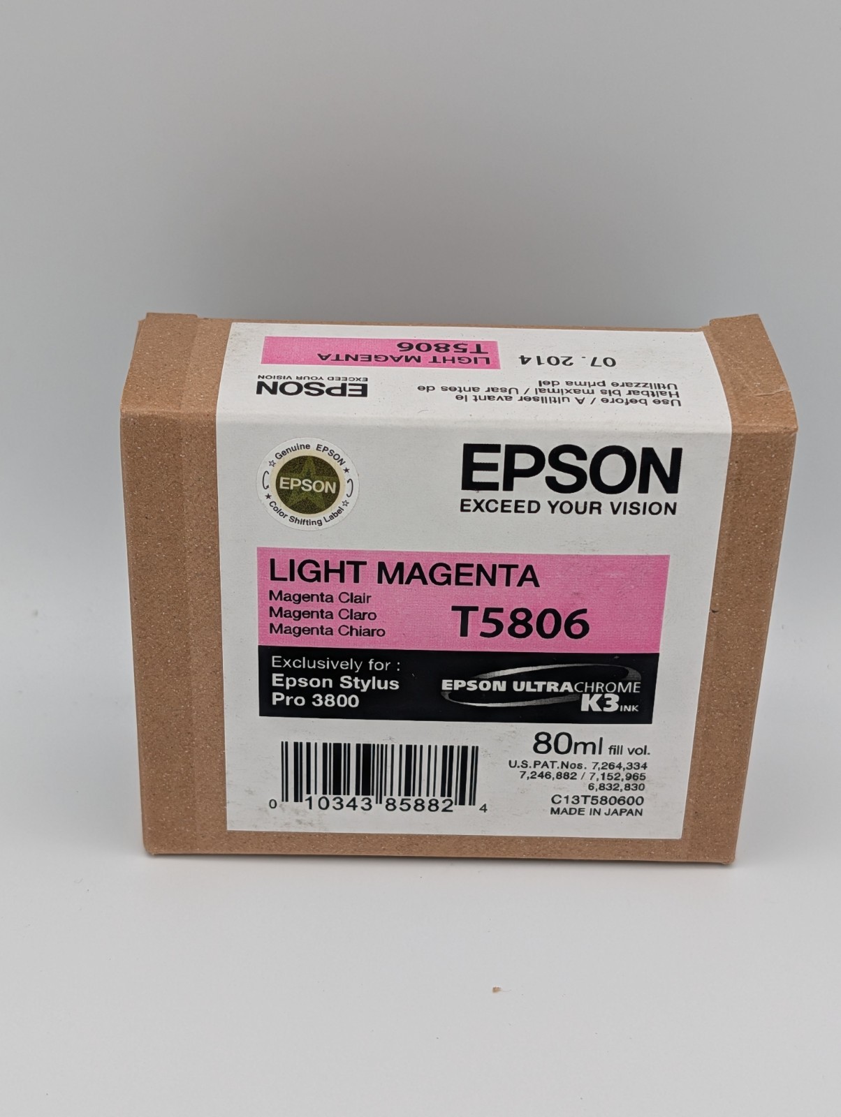 Light Magenta Ink Cartridge Epson T5806 UltraChrome K3 Stylus Pro 3800 80ml OEM