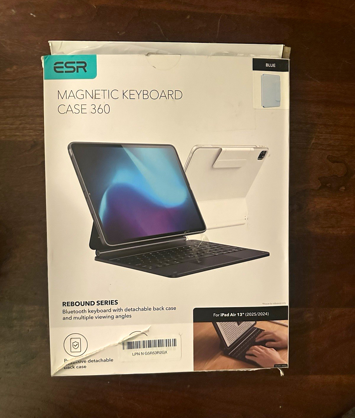 ESR Rebound 360 Magnetic Detachable Bluetooth Keyboard Folio iPad Air 13 Blue