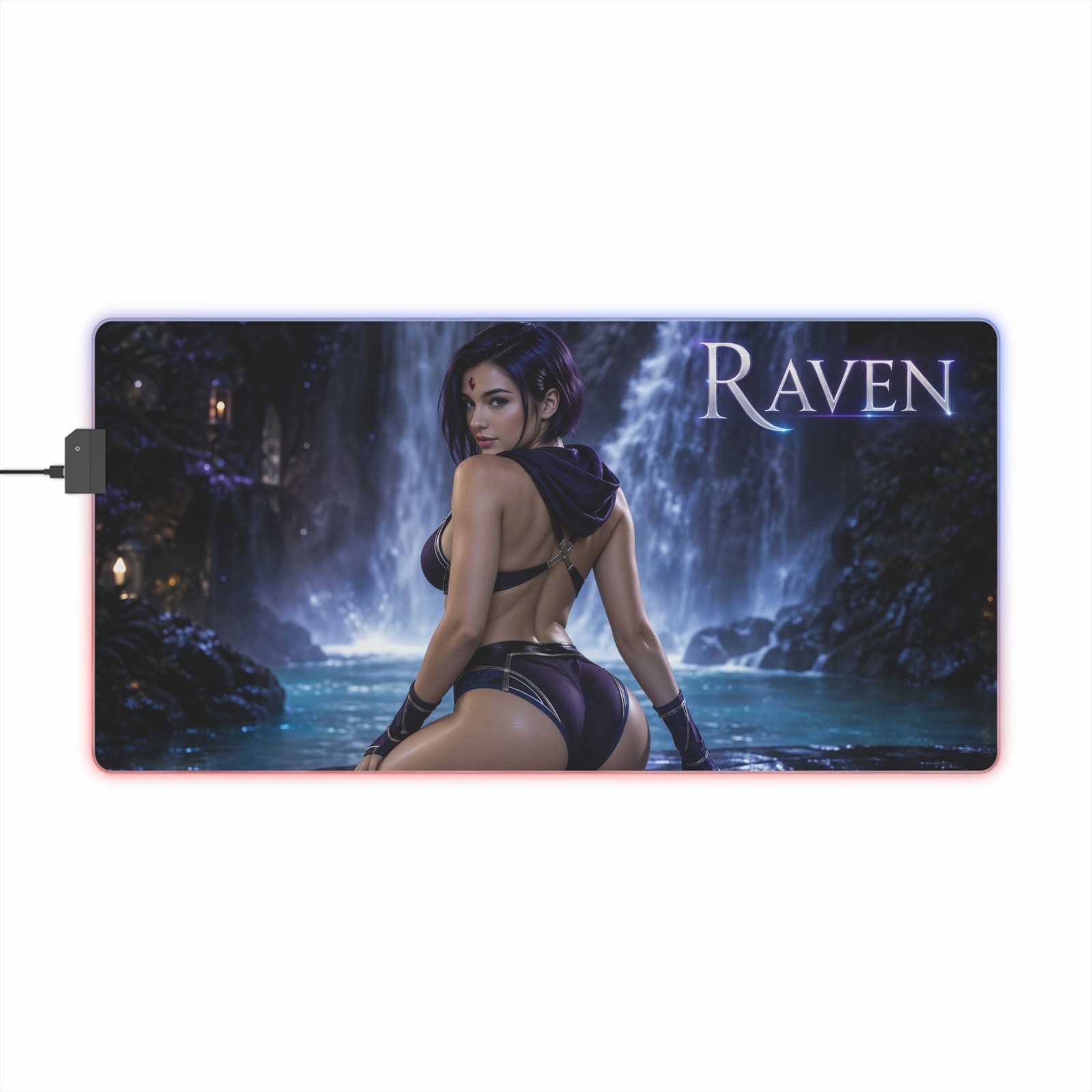 RGB Mouse Pad Raven LED Gaming Desk Mat Keyboard Pad Gamer Room Decor