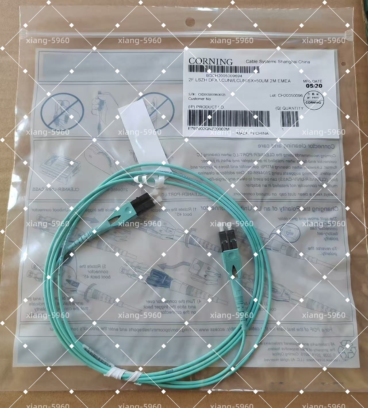 Corning LC-LC 2M Multimode Fiber Patch Cable  Duplex OM3 OM4  Lot of 10