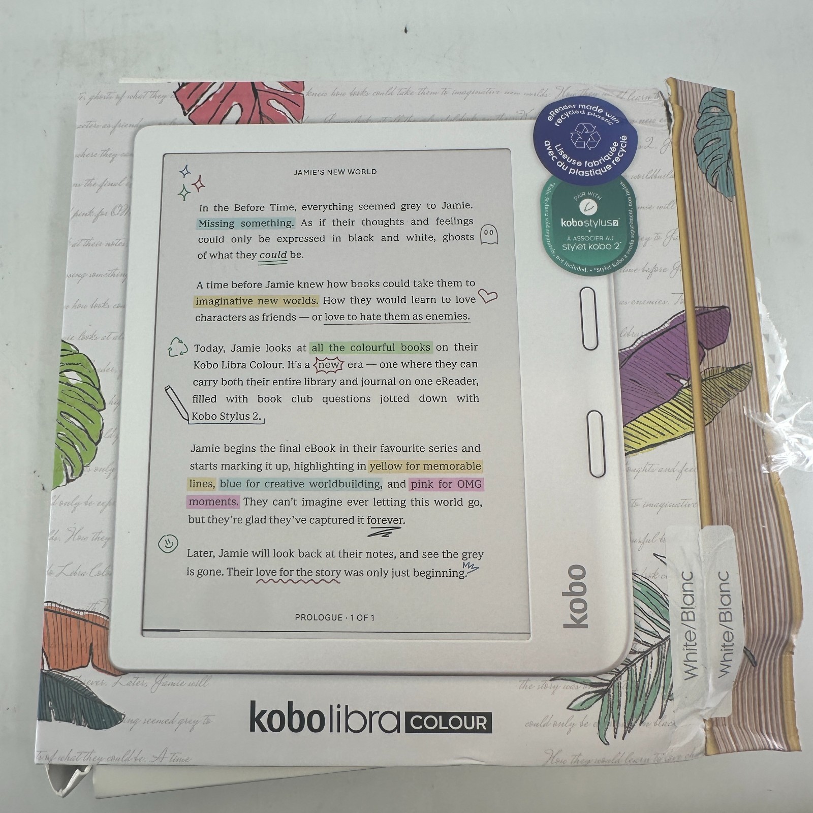 Kobo Libra Colour eReader 7" Glare-Free Colour E Ink - White (Open Box)
