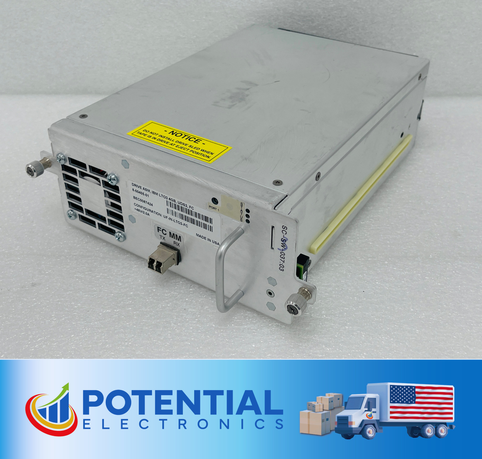 USED - Quantum 8-00405-01 DRV ASM IBM LTO-3 UDS3 FC 4G Tape Drive W/ p
