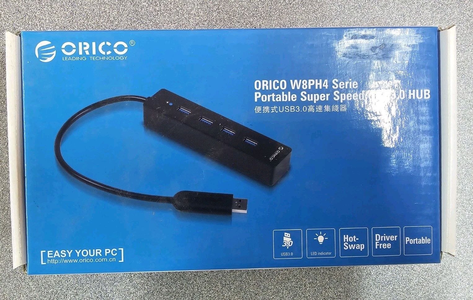 Orico SuperSpeed USB 3.0 W8PH4 Series Portable 4 Port Hub new