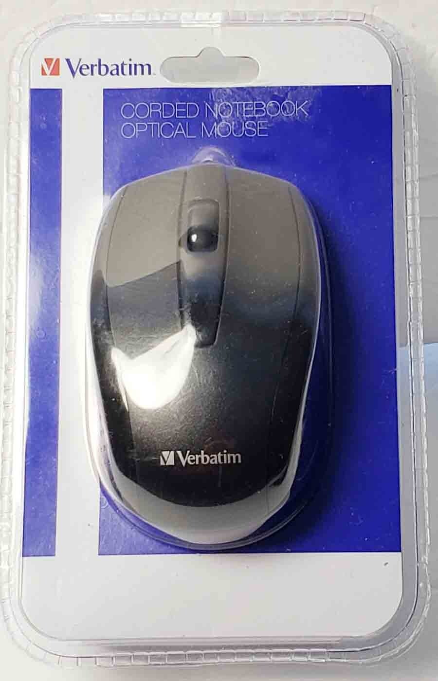 Verbatim 98106 Corded Notebook Optical Mouse USB Wired Ambidextrous New