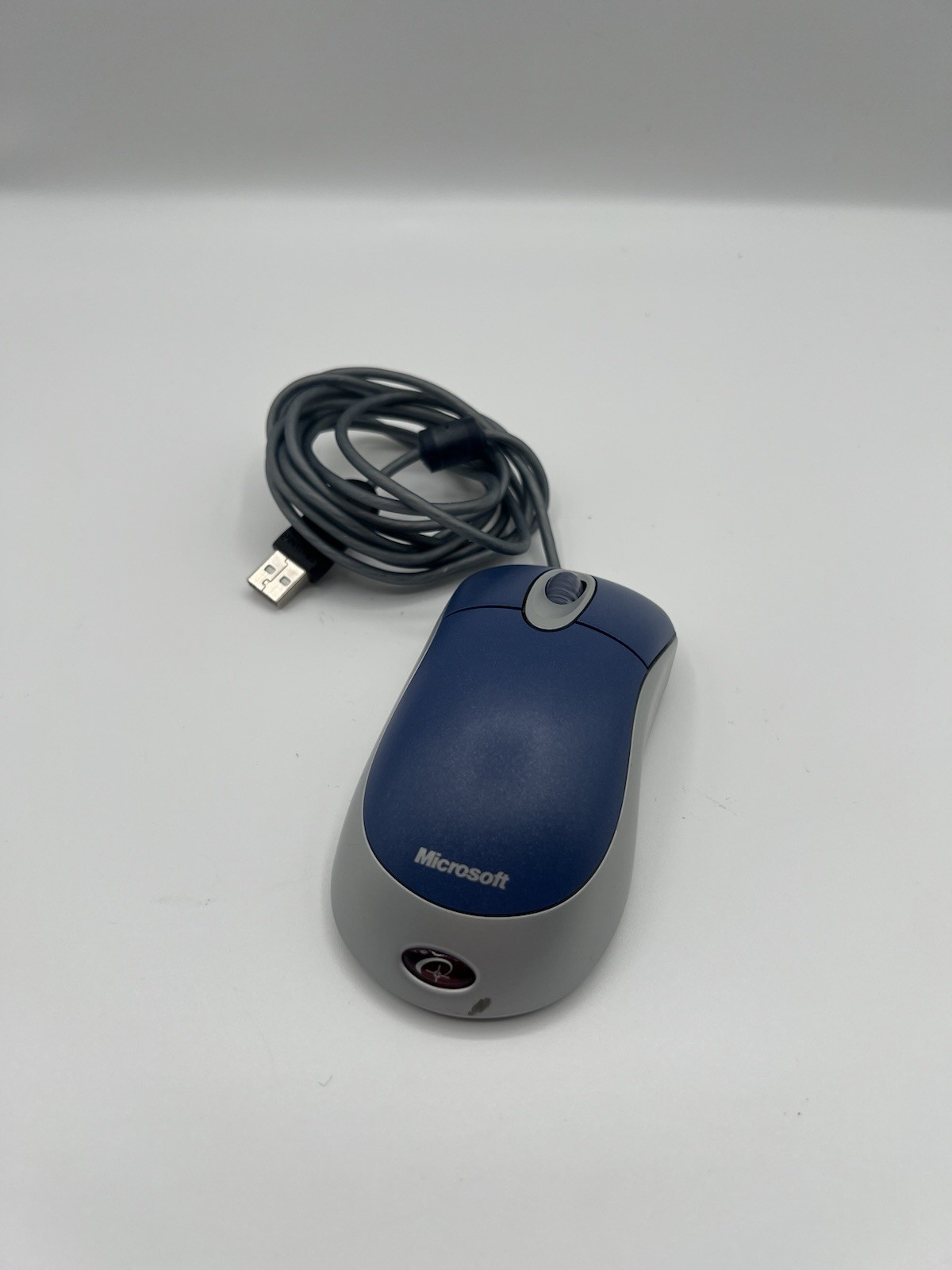 Microsoft Optical Mouse Blue Wired USB PS2 Compatible Optical Clean works TESTED