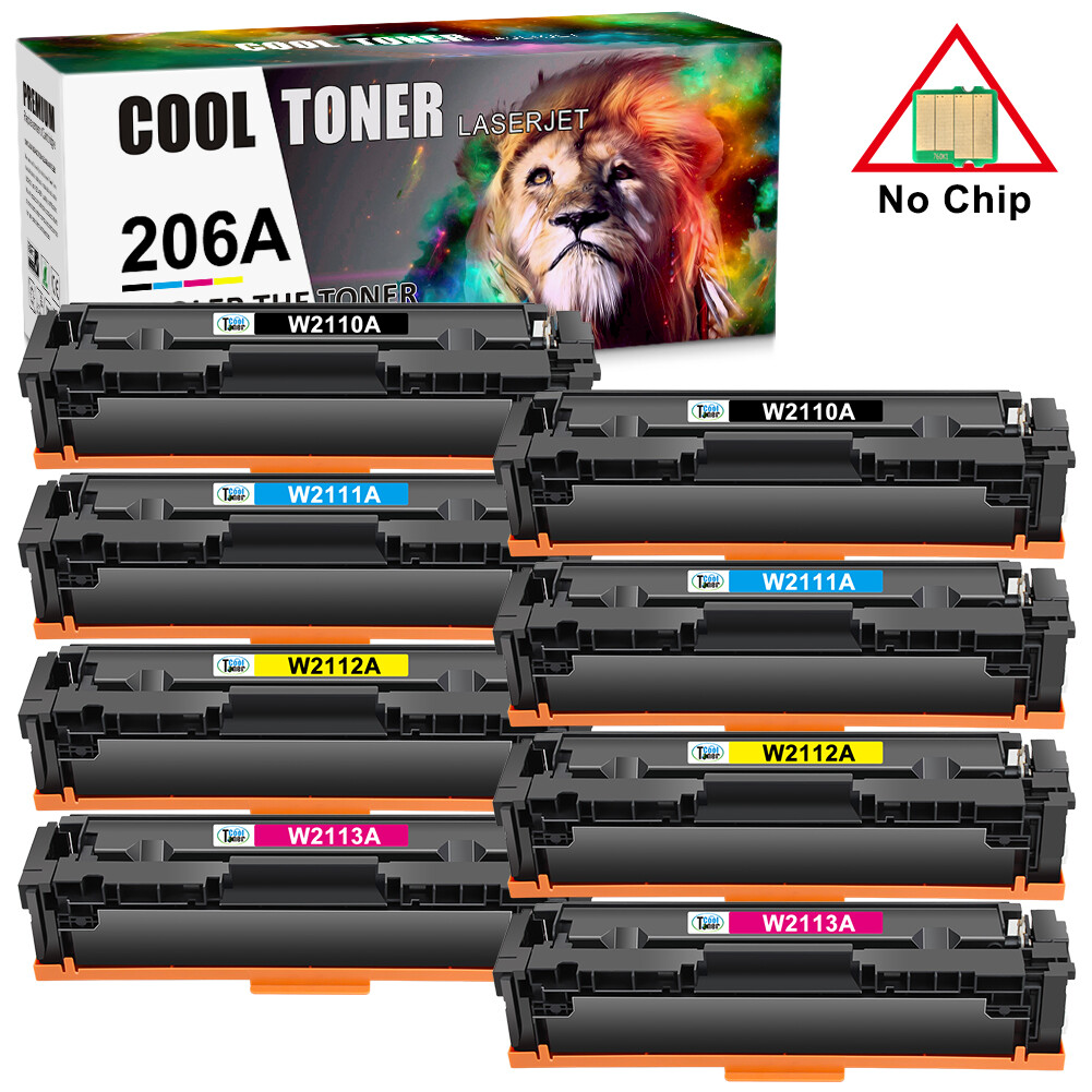 8PK Compatible With HP 206A Color Toner W2110A LaserJet Pro M255dw M282 M283fdw