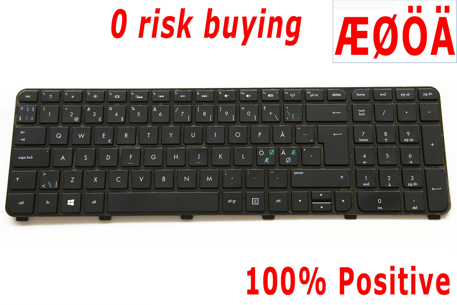Nordic Keyboard for HP Envy dv7-7000eo dv7-7290eo dv7-7302eo dv7-7305eo Backlit
