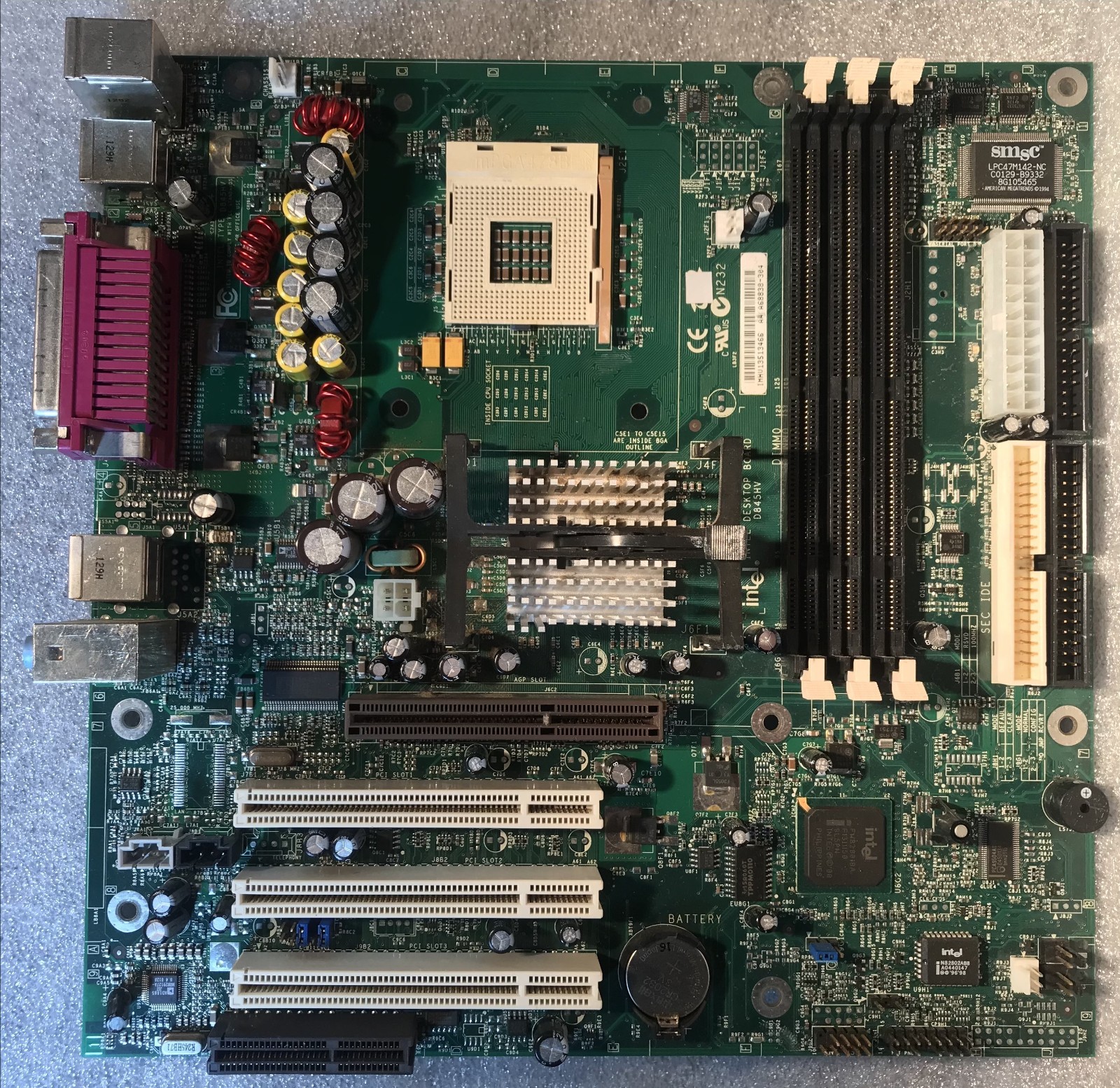 Motherboard, Intel D845HV, Micro-ATX,3X PCI, 1X AGP, Socket 478, s/p/a/4X USB