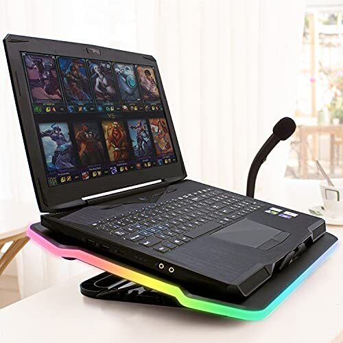 RGB Laptop Cooling Pad with LED Rim USB Powered Fan with Silent Laptop Stand