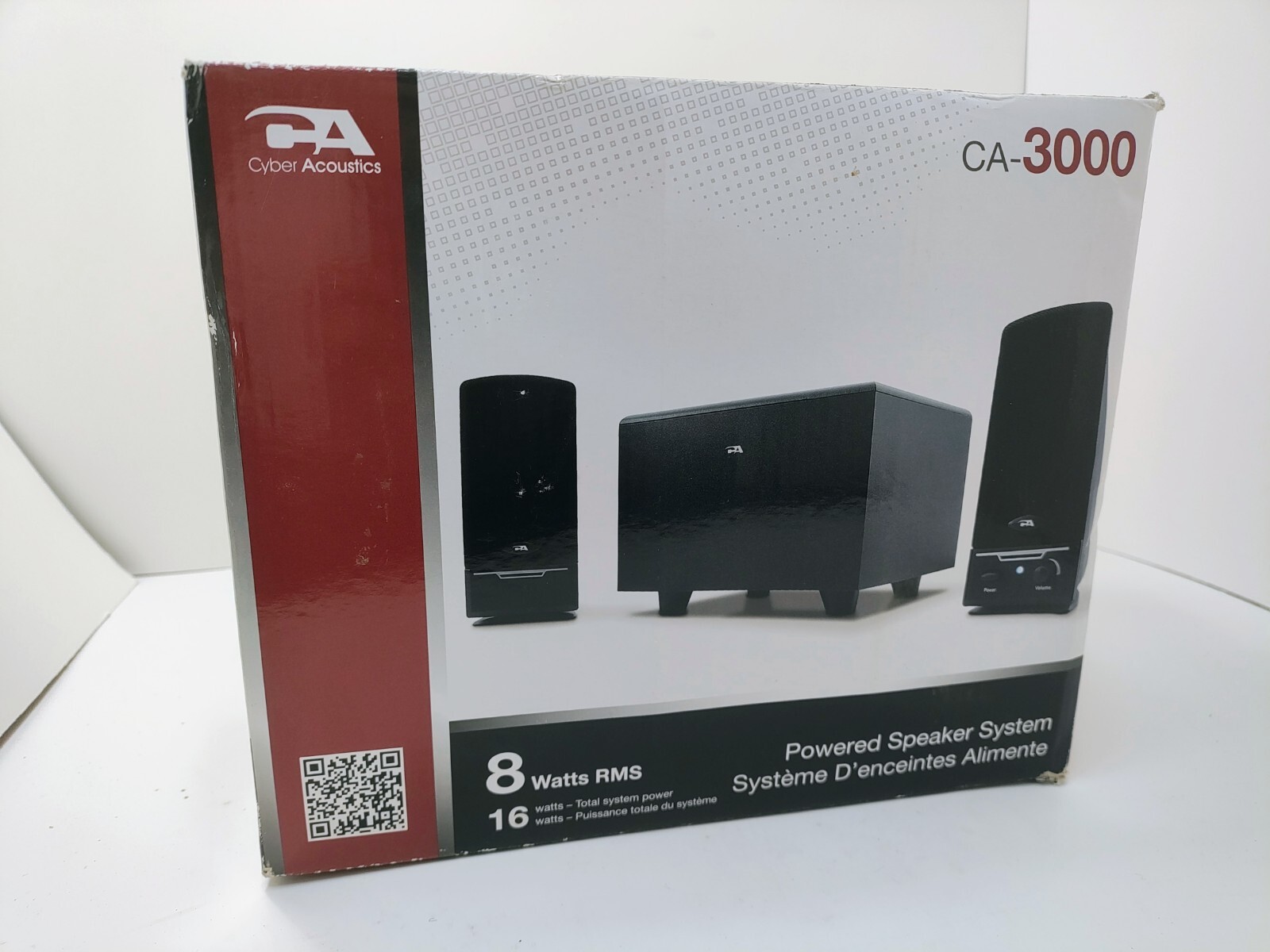 Cyber Acoustics CA-3000 powered 3pc SPEAKER SYSTEM 2.1  NEW 8W RMS - 16W peak