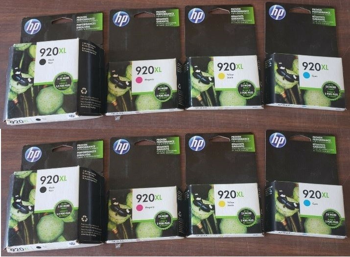 2 SETS GENUINE FACTORY SEALED HP 920XL High Yield INKJET CARTRIDGES 2017-2018