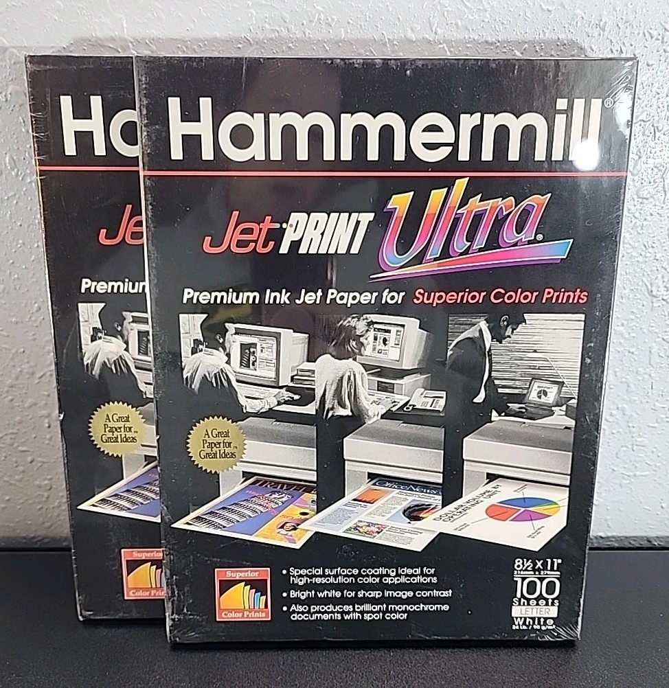 2 High Quality Hammermill Ultra Jet Print Ink Jet Paper   8.5" X 11" 100 sheets