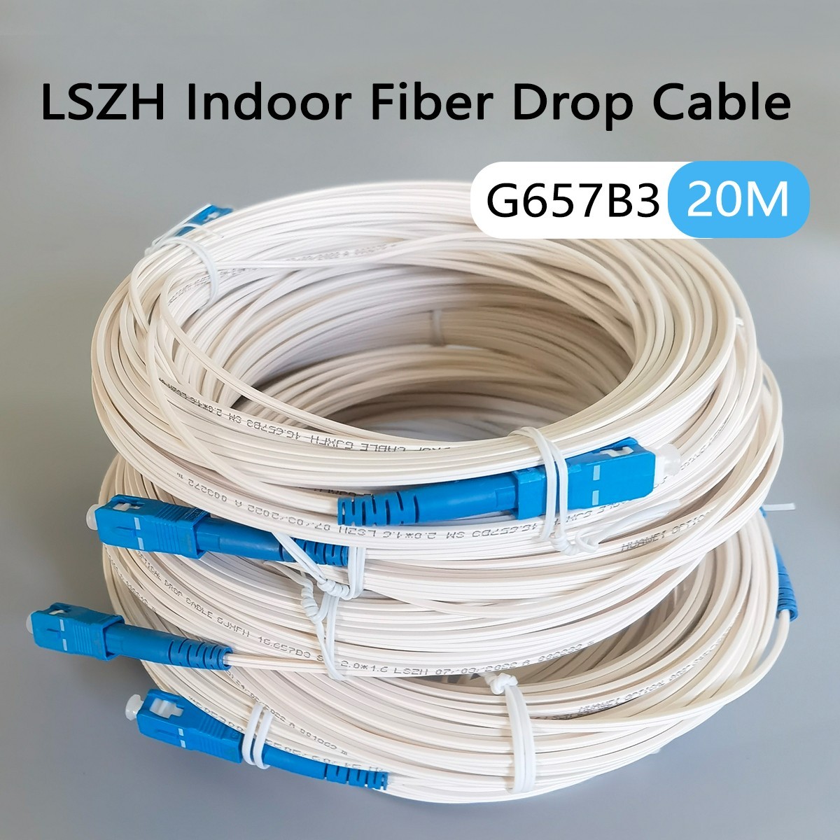Indoor Fiber Drop Cable SC/UPC-SC/UPC G657B3 Single Mode LSZH 20M