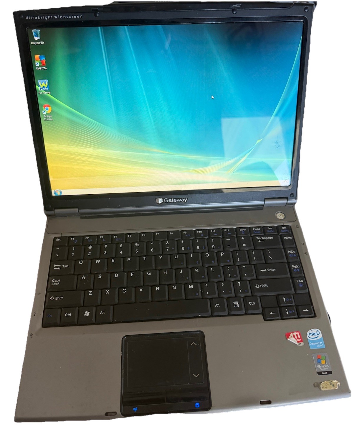Gateway W340UI Laptop - Intel Celeron M | No HDD | Charger & Battery Included