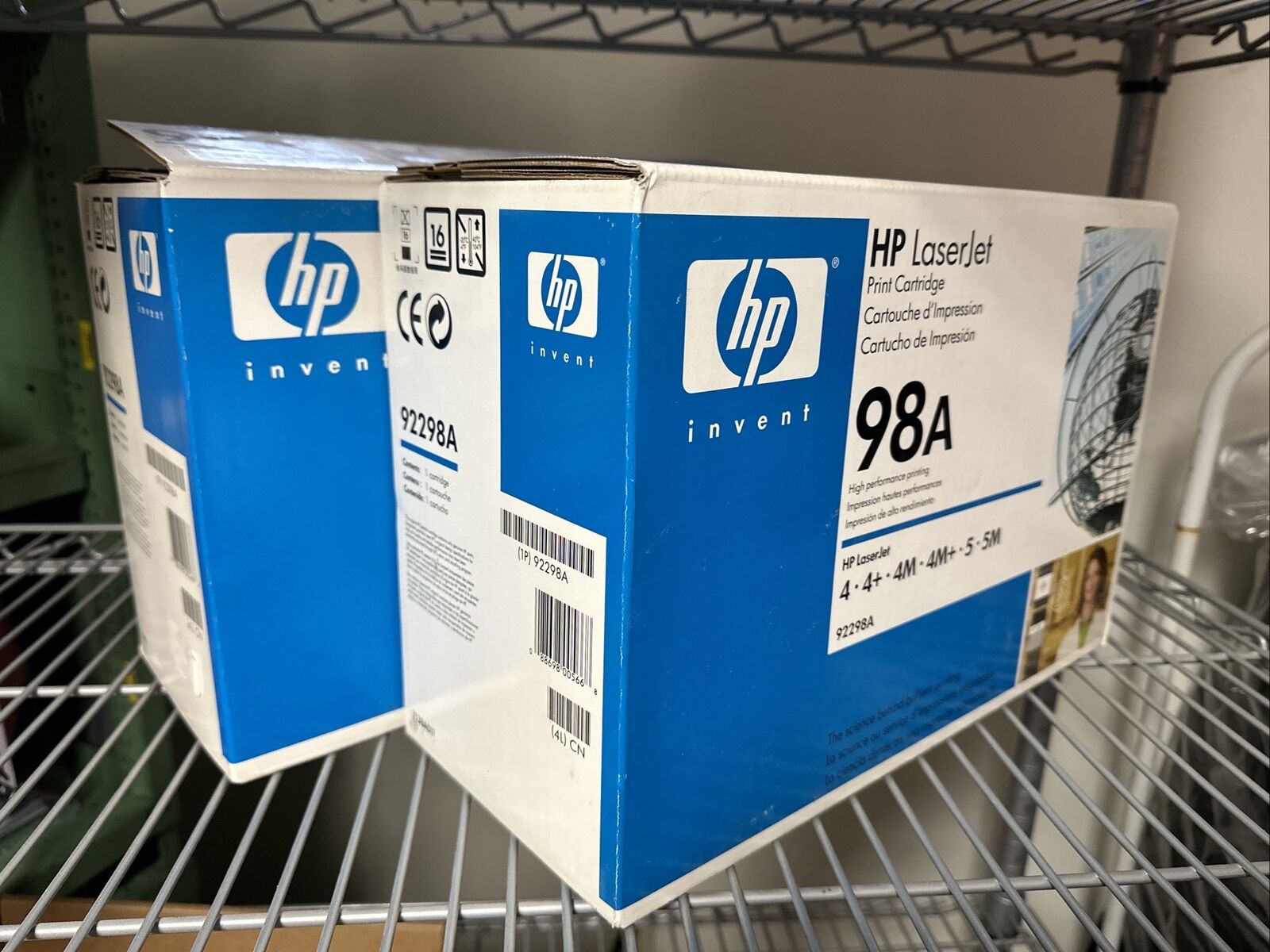 Two (2) NEW HP 92298A 98A Black Toner Cartridges **1 Sealed & 1 Open Box**