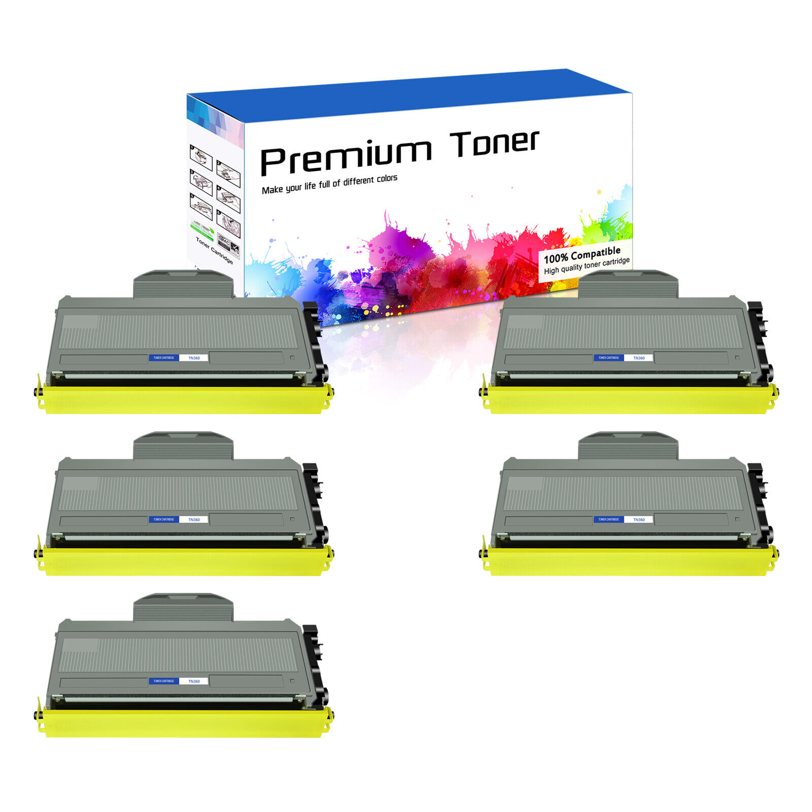 5x TN360 Toner Cartridge Fit with Brother HL-2140 2170W MFC-7340 7840 High Yield