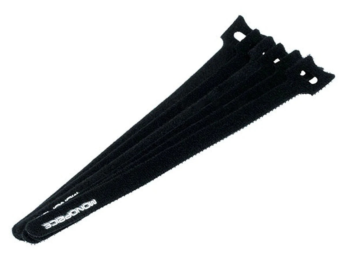 Monoprice Hook and Loop Fastening Cable Ties, 9in, 50 pcs/pack, Black
