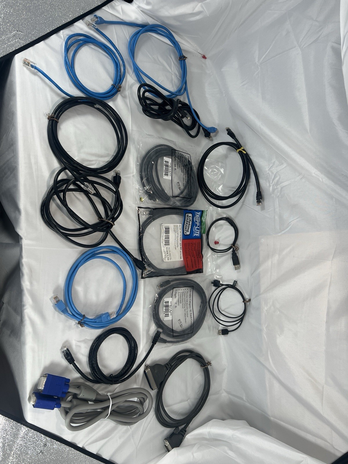 Mixed Computer Cable Lot Ethernet VGA USB Parallel Belkin Tripp Lite Network OEM