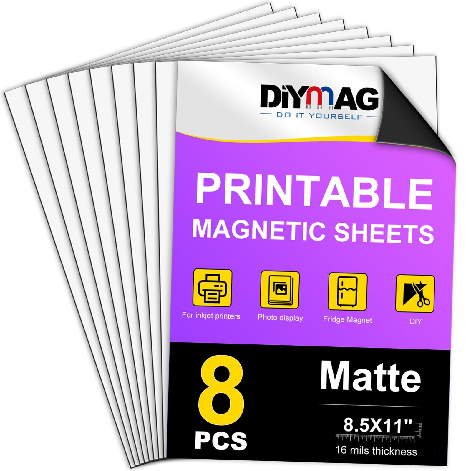 Printable Magnetic Sheets, Matte 8Pcs 8.5"x11" for Inkjet Printers