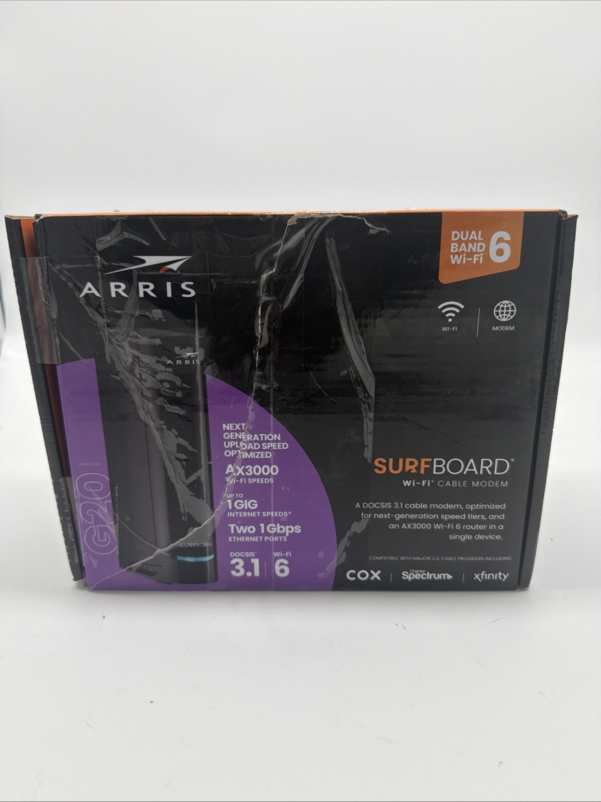 ARRIS G20 DOCSIS 3.1 Cable Modem & AX3000 WiFi 6 Router - 1001735