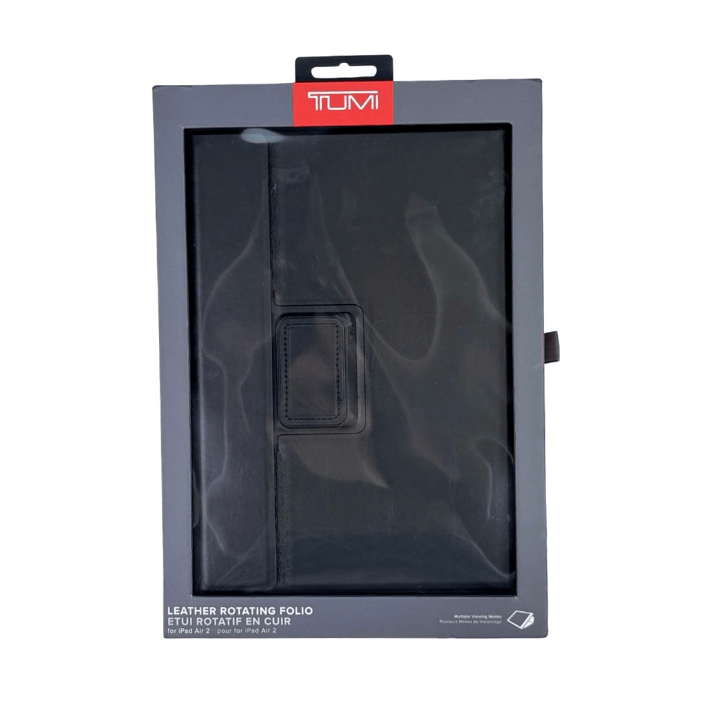 TUMI Rotating Folio Case - For iPad Air 2 - Black Leather - 12” x 7.8” x 0.9”