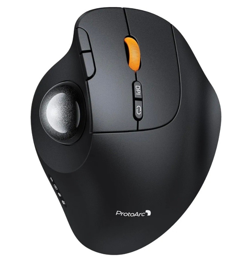 ProtoArc EM02 Wireless Trackball Mouse, Ergonomic Thumb Ball Control, Gray