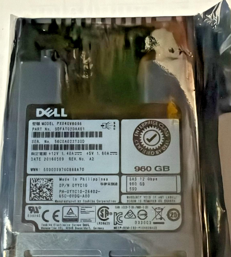 0YYC10 YYC10 PX04SVB096 Dell 960GB MLC SAS 12Gb Hot Swap 2.5" Solid State Drive