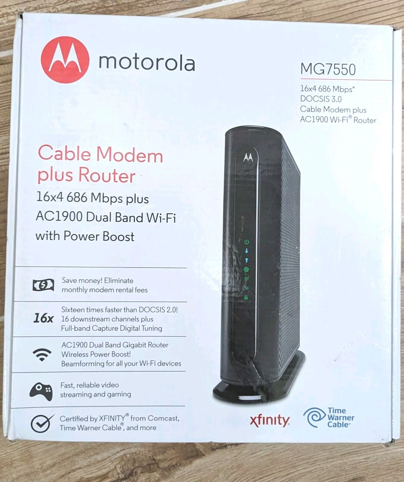 Motorola MG7550 16x4 High Speed ​​Cable Modem - Black