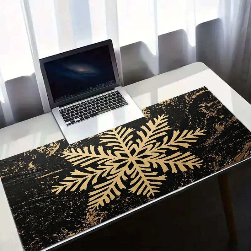 Premium Black Golden Mouse Pad with an Exquisite Large Hollow Snowflake Design