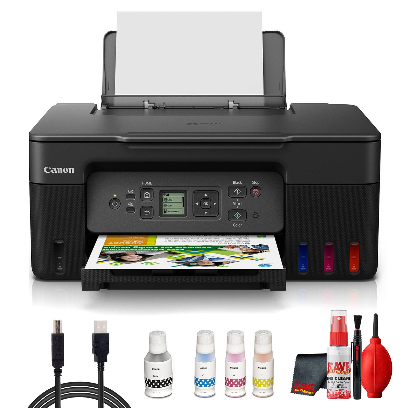 Canon PIXMA G3270 MegaTank All in One Printer Black Bundle