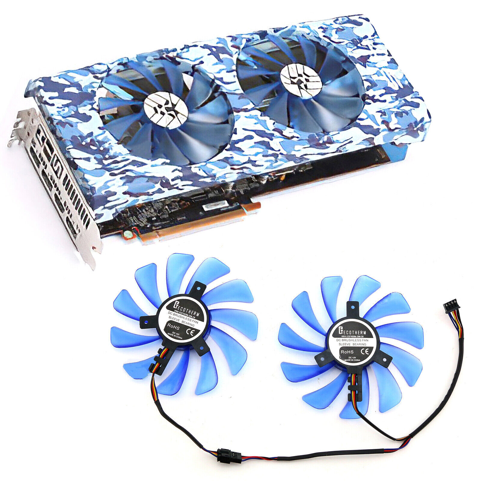 FDC10U12S9-C Cooler Fan for HIS RX5700XT 8GB Blue/Pink Army Graphics Card Fans