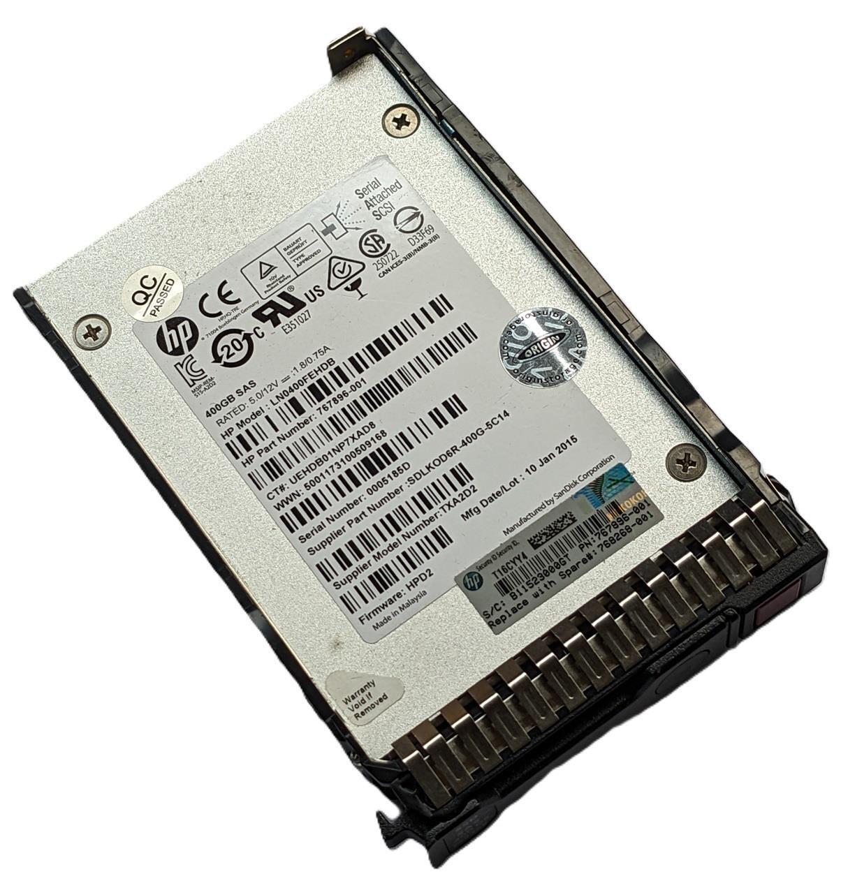 HP 400GB 6G SAS MU SSD 767896-001 / 768268-001 with G8-G10 Caddy
