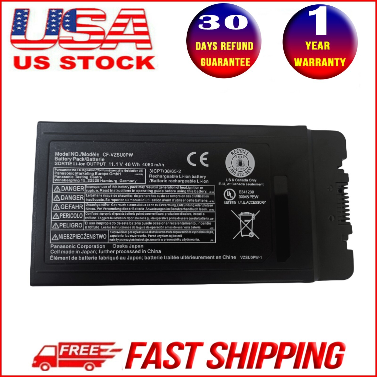 CF-VZSU0PW CF-54 CF-VZSU0PR 46WH high capacity Battery for Panasonic TOUGHBOOK