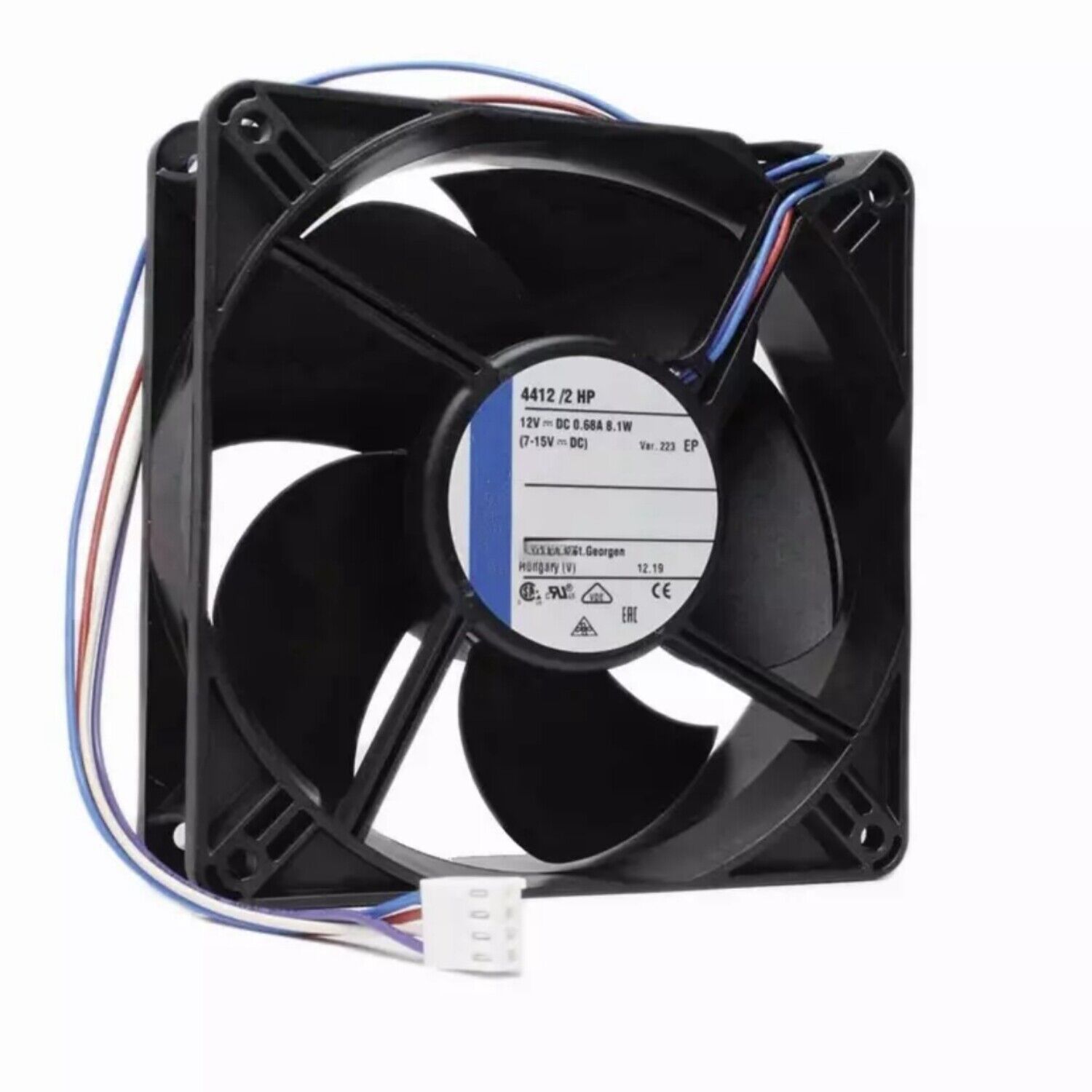 1Pcs New 4412/2HP Axial Fan 12VDC 0.68A 8.1W 120*120*38MM 4-wire Cooling Fan